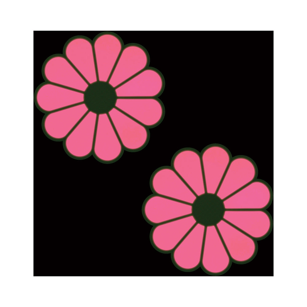 Pastease Daisy: Neon Green & Glow-in-the-Dark Neon Pink Petal Pasties Nipple Covers
