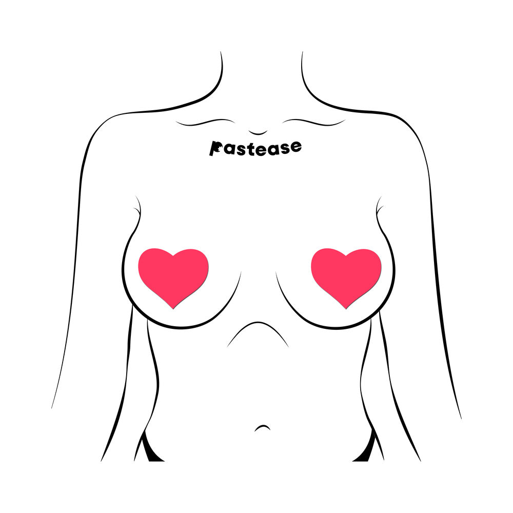 Pastease Love: Glow-in-the-Dark Neon Pink Heart Pasties Nipple Covers