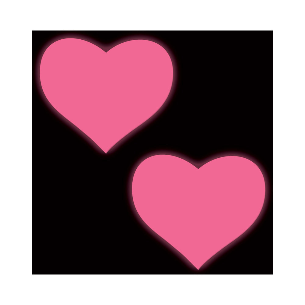 Pastease Love: Glow-in-the-Dark Neon Pink Heart Pasties Nipple Covers