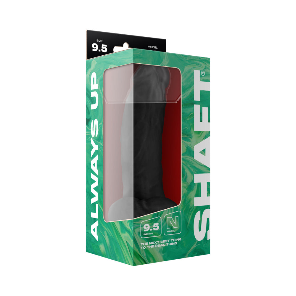 Shaft Model N 9.5 in. Liquid Silicone Dong with Balls Black