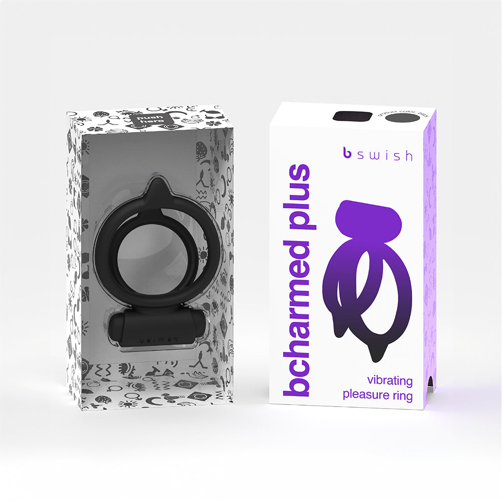 B Swish Bcharmed Basic Plus Vibrating Cock Ring Black