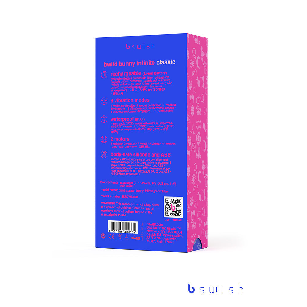 Vibrador clásico B Swish Bwild Bunny Infinite Azul Pacífico