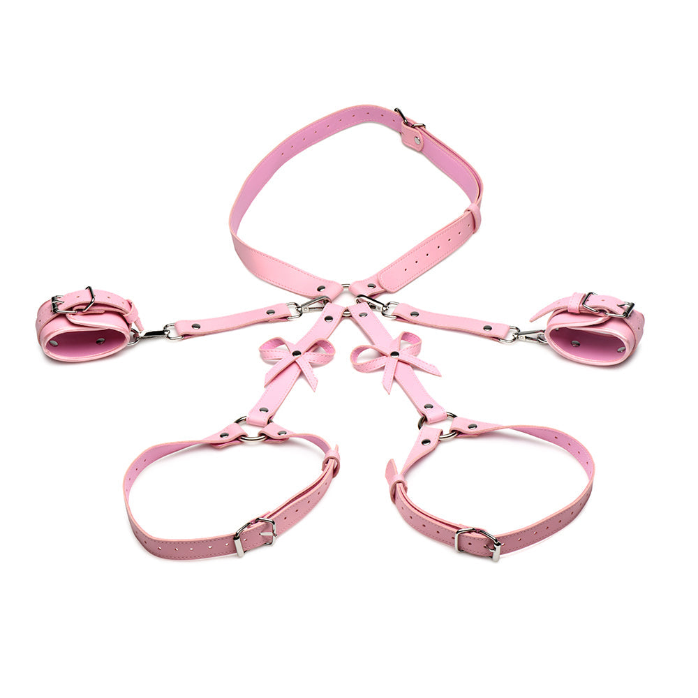 Bondage Harness with Bows Pink XL-2XL