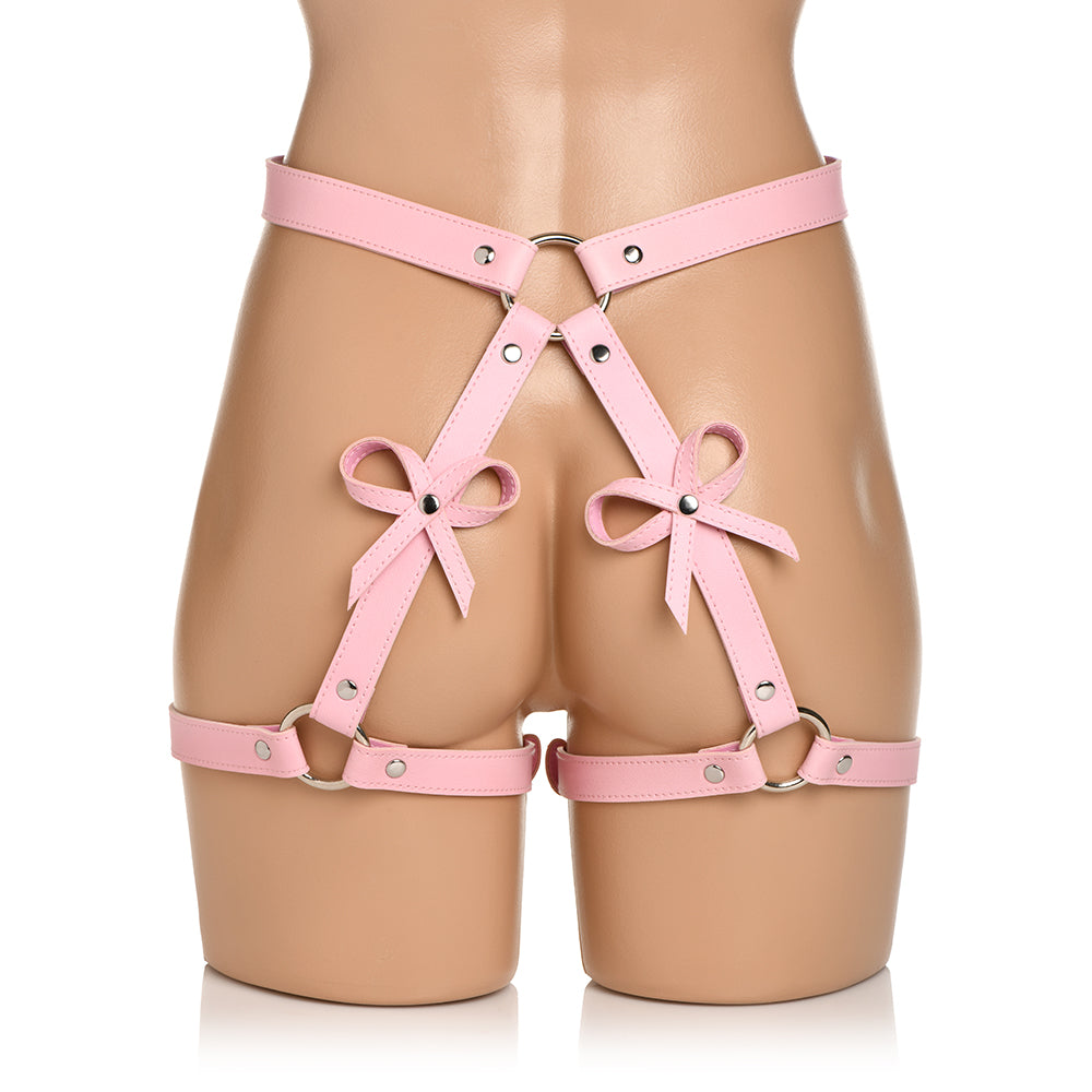 Bondage Harness with Bows Pink XL-2XL