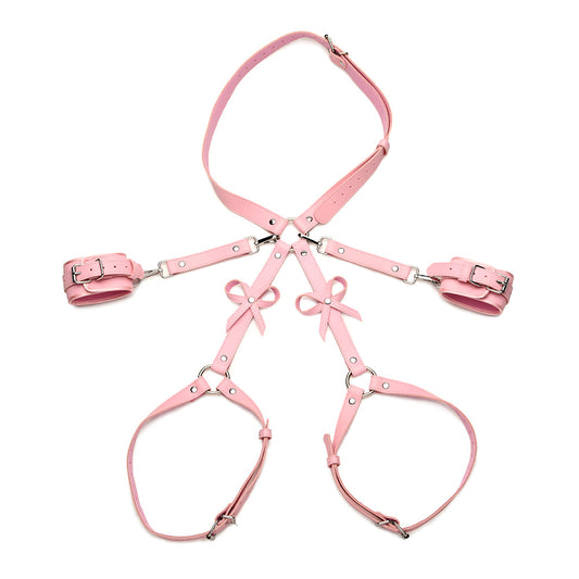 Bondage Harness with Bows Pink M/L