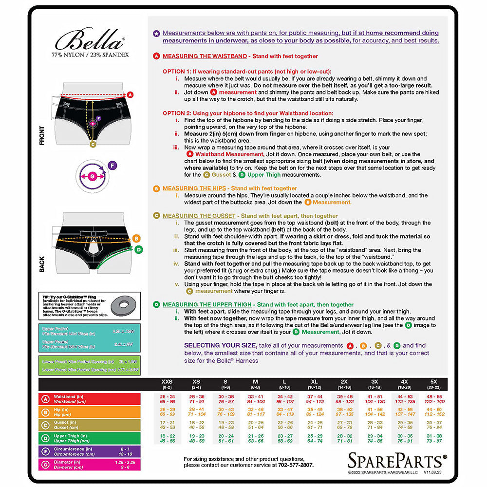 SpareParts Bella Cleavage Booty Short Harness Black Size 5XL