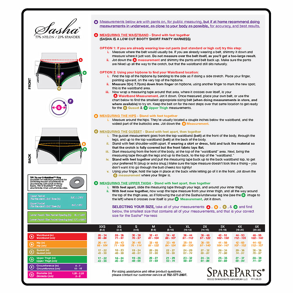 SpareParts Sasha Cinch Booty Short Harness Black Size XL